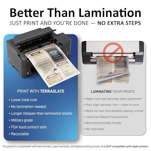 TerraSlate Waterproof Paper, Rip-Proof Paper, 50 Sheets, 5 Mil (24lb Bond), 11” x 17”, Laser Printer and Copy Machine Compatible - Image 5