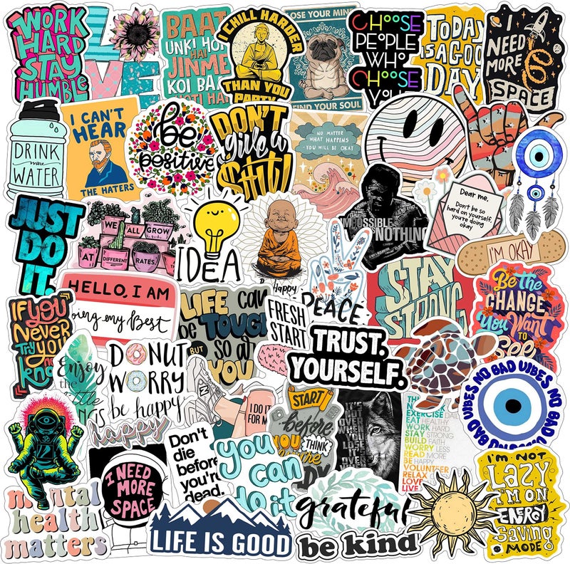 Junkyard Vinyl Laptop Stickers for Laptop - Motivational Quotations (Pack of 50)-Self-Adhesive - Image 1