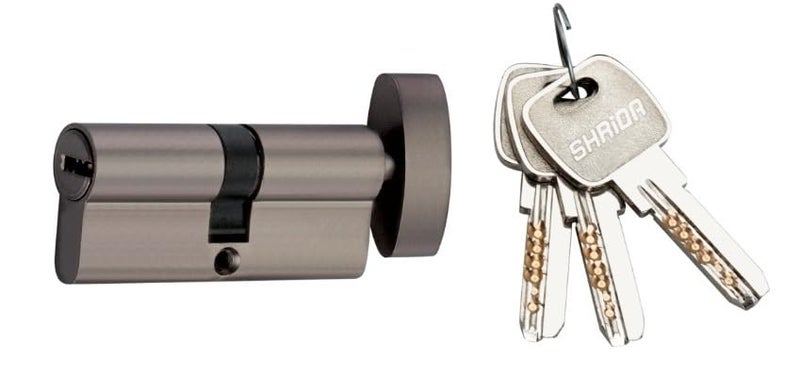 70mm Brass Euro Profile Cylinder Lock with 3 Ultra Keys – Black Satin Finish