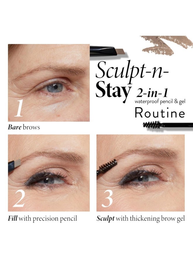 LAURA GELLER NEW YORK LAURA GELLER NEW YORK Sculpt-n-Stay Waterproof Brow Pencil & Clear Gel - Soft Black - Eyebrow Definer - Long-Wearing Color  - Image 4