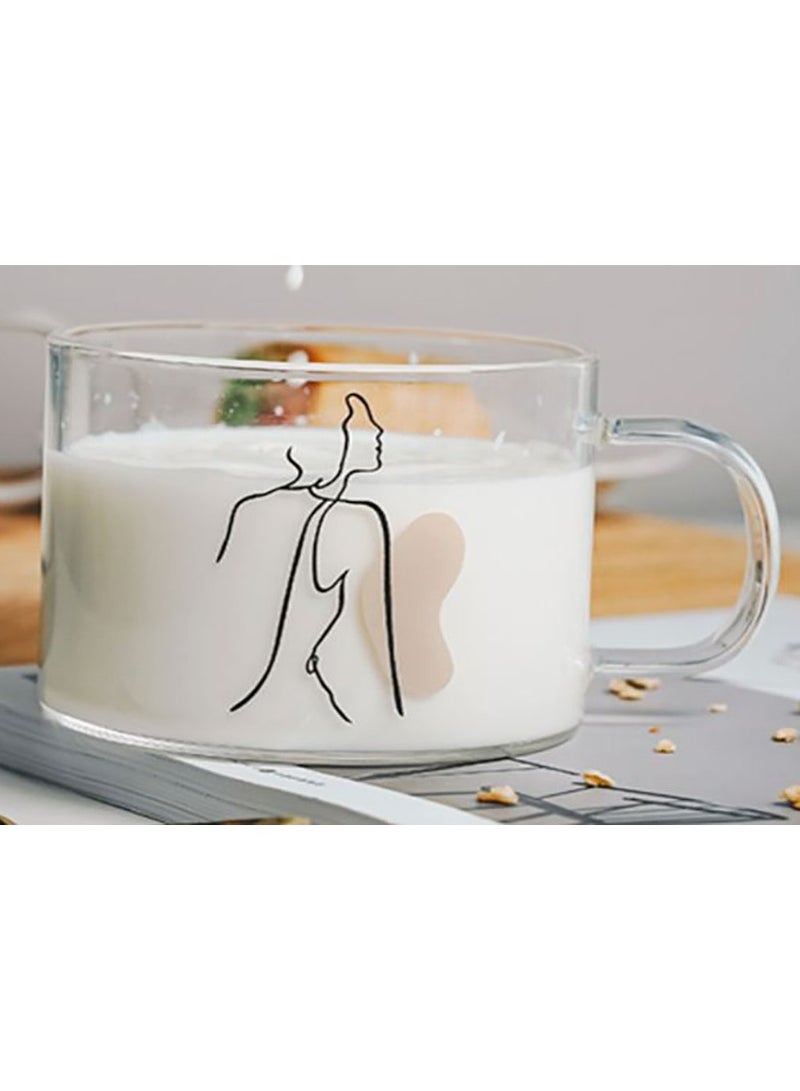 Glass Nordic style 2cups for milk/tea/coffee,...