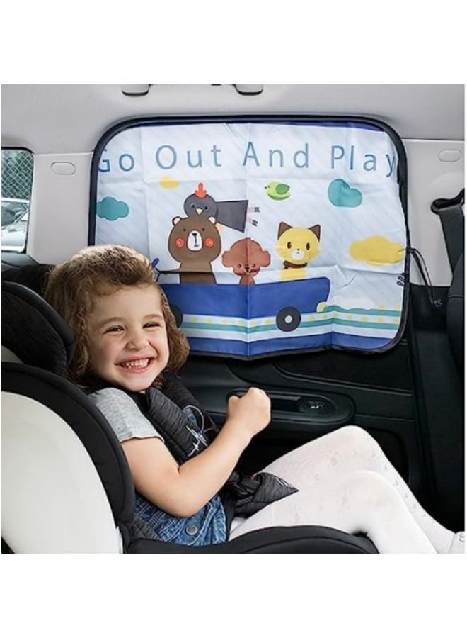 GGEROU Cute Cartoon Sunshades, Car Window Shades with Mesh Pocket - Image 3