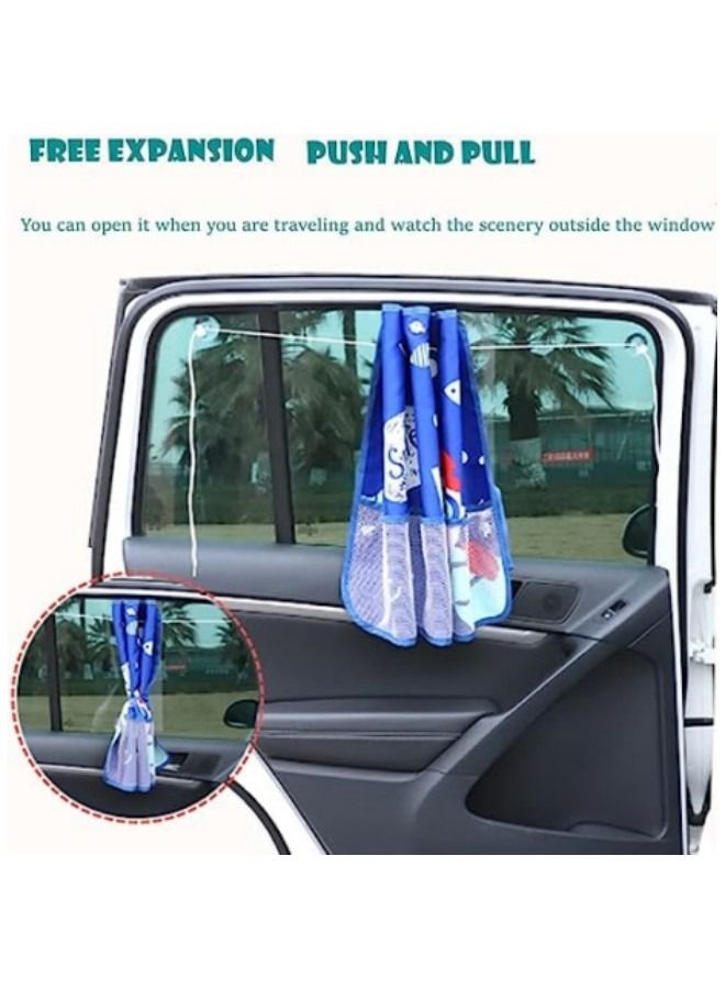 GGEROU Cute Cartoon Sunshades, Car Window Shades with Mesh Pocket - Image 4