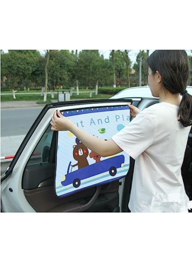 GGEROU Cute Cartoon Sunshades, Car Window Shades with Mesh Pocket - Image 2