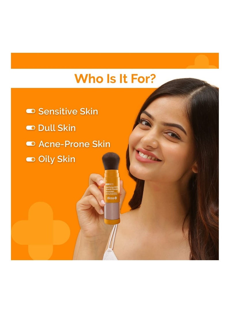 THE derma Co 100% Mineral Powder Sunscreen SPF 50 For Oily Skin With Zinc Oxide And Titanium Dioxide Absorbs Excess Oil Matte Look 4gm - Image 5
