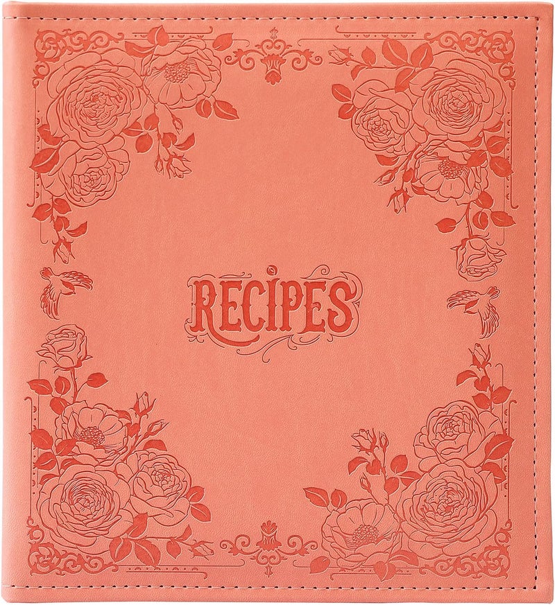 COFACE Recipe Binder – Recipe Book to Write in Your Own Recipes,8.5x9.5 Recipe Ring Binder with PU Faux Leather Cover, 4x6 Cards and Tabbed Dividers, Pink - Image 1