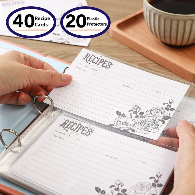 COFACE Recipe Binder – Recipe Book to Write in Your Own Recipes,8.5x9.5 Recipe Ring Binder with PU Faux Leather Cover, 4x6 Cards and Tabbed Dividers, Pink - Image 5