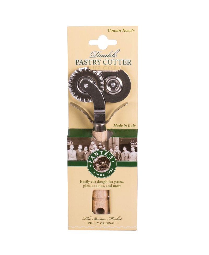 Fante's Fantes Double-Blade Pastry Ravioli Pasta Dough Cutter Crimper Wheel, Stainless Steel with Beechwood Handle, The Italian Market Original since 1906 - Image 2