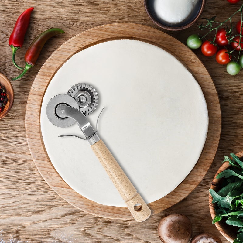 Fante's Fantes Double-Blade Pastry Ravioli Pasta Dough Cutter Crimper Wheel, Stainless Steel with Beechwood Handle, The Italian Market Original since 1906 - Image 3