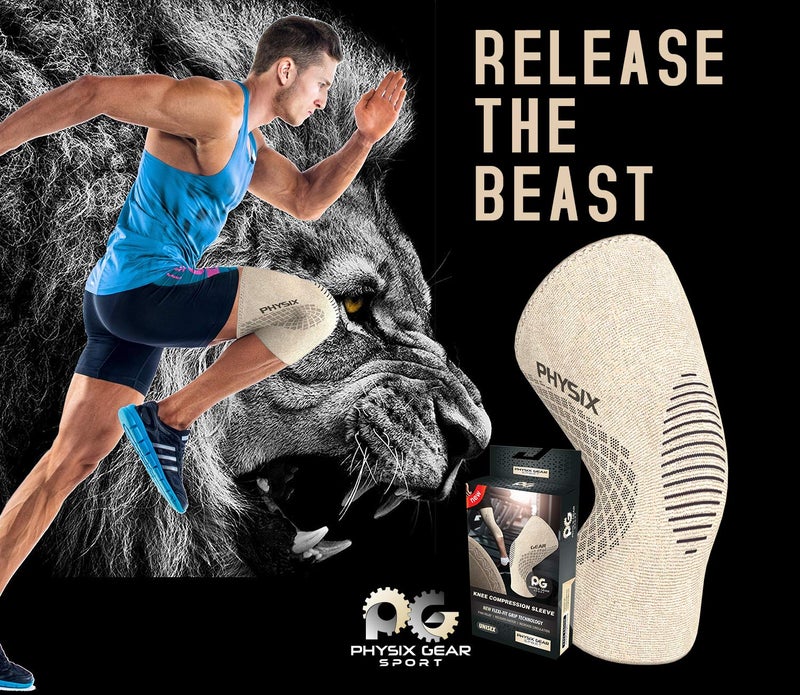 Physix Gear Sport دعامة دعم الركبة PHYSIX GEAR - سترة استرداد وضغط متميزة لتمزق الغضروف الهلالي، ACL، MCL للجري والتهاب المفاصل - أفضل لفائف مثبتة من النيوبرين لتمارين كروس فيت، القرفصاء والتمارين (بيج S) - Image 2