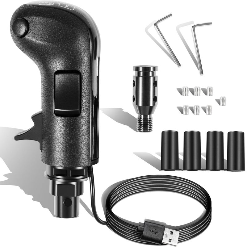 ZEZHIMI USB Truck Simulator Shifter for ATS ETS2 18Speed Gearshift Knob with HighLow Switch Premium LeatherTextured Grip Compatible with Logitech G25G27G29G920Thrustmaster TH8A DIY12mm Shaft - Image 2