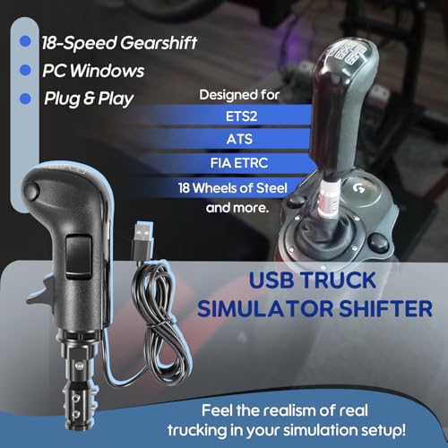 ZEZHIMI USB Truck Simulator Shifter for ATS ETS2 18Speed Gearshift Knob with HighLow Switch Premium LeatherTextured Grip Compatible with Logitech G25G27G29G920Thrustmaster TH8A DIY12mm Shaft - Image 3
