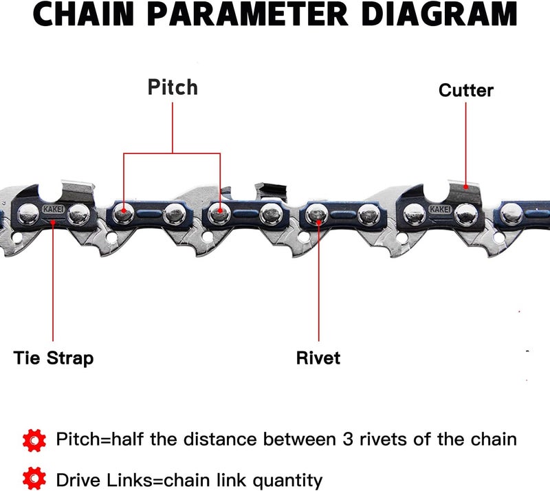 KAKEI 22 Inch Chainsaw Chain .325" Pitch .058" Gauge 86 Drive Links for Blue Max 20160 57cc (3 Chains) - Full Chisel - Image 5
