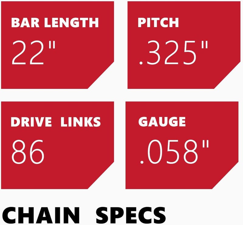 KAKEI 22 Inch Chainsaw Chain .325" Pitch .058" Gauge 86 Drive Links for Blue Max 20160 57cc (3 Chains) - Full Chisel - Image 3