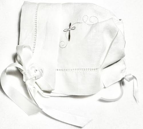 Integrity Designs Baby Linen Keepsake Cross Embroidered Handkerchief Christening/Baptism Bonnet and Gift Card with Envelope - Image 4