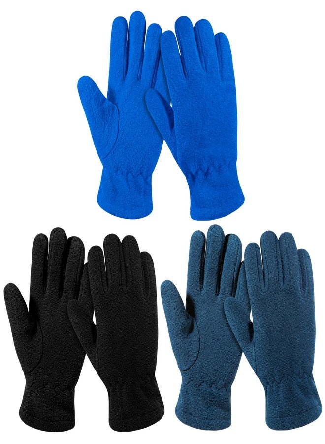 ONESING 3 Pairs Fleece Winter Gloves Toddler Warm Gloves for Boys Girls Snow Outdoors Cold Weather Mixcolor G - Image 1