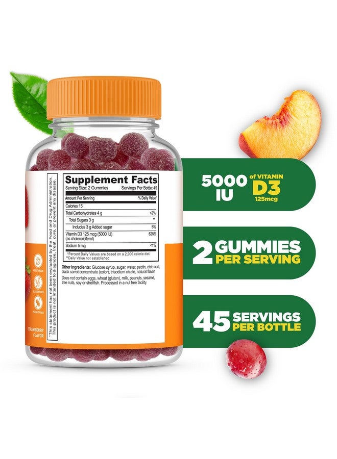 Lifeable Vitamin D Gummies for Adults | 5000 IU | Great Tasting D3 Vitamin | Immune Support and Healthy Bones Vitamin D Supplement for Men, Women | 90 Gummies | Lifeable - Image 1