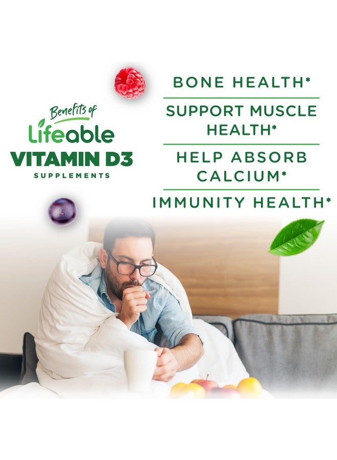Lifeable Vitamin D Gummies for Adults | 5000 IU | Great Tasting D3 Vitamin | Immune Support and Healthy Bones Vitamin D Supplement for Men, Women | 90 Gummies | Lifeable - Image 2