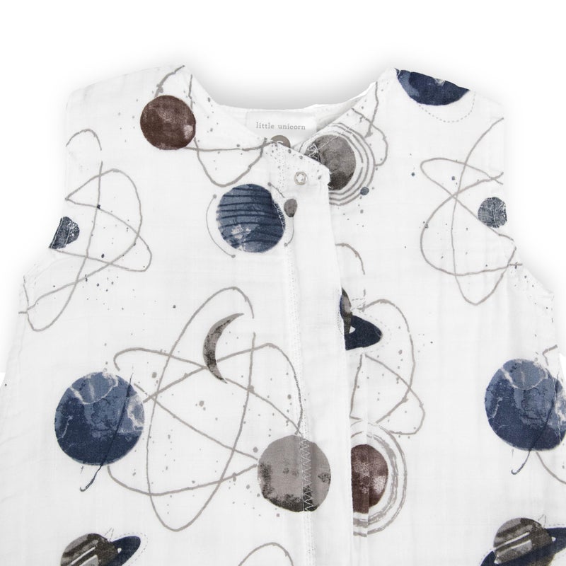 Little Unicorn 6-12 Month Premium Muslin Sleep Sack 1.1 TOG | Soft & Breathable Muslin Cotton for safer sleep | 2 way zipper (Planetary) - Image 3