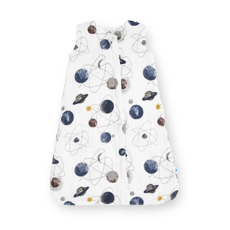 Little Unicorn 6-12 Month Premium Muslin Sleep Sack 1.1 TOG | Soft & Breathable Muslin Cotton for safer sleep | 2 way zipper (Planetary) - Image 1
