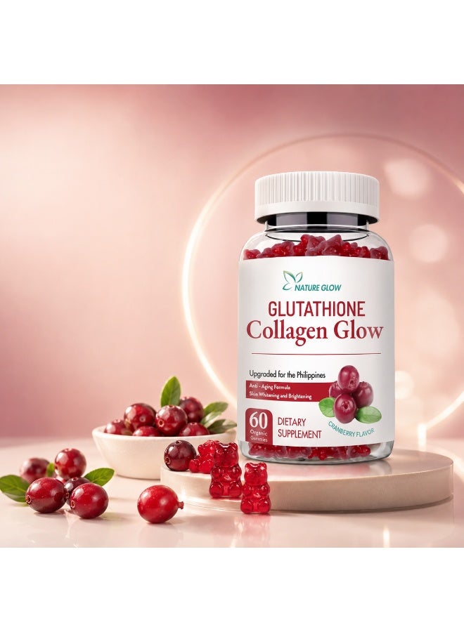 Nature Glow Glutathione Collagen Glow Gummies With Cranberry Flavour, Daily Beauty & Antioxidant Wellness Supplement, 60 Gummies - Image 1