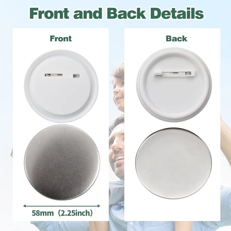 Mostme 200 Sets 58mm/2.25 inch Button Supplies Button Parts for Buttons Maker Machine 58mm, Round Badge Blank Buttons Pins, Includes Plastic Pin Back Cover, Metal Cover, Clear Film&Blank Paper - Image 3