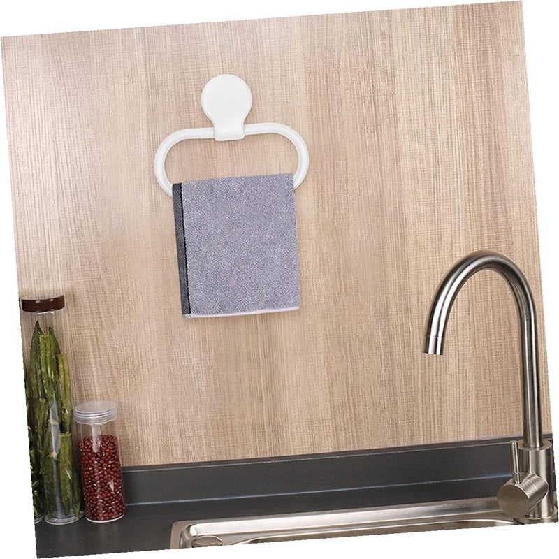 Self Adhesive Towel Ring Holder No Drill Installation White 2 Pack Wall Mounted Bathroom - Image 5