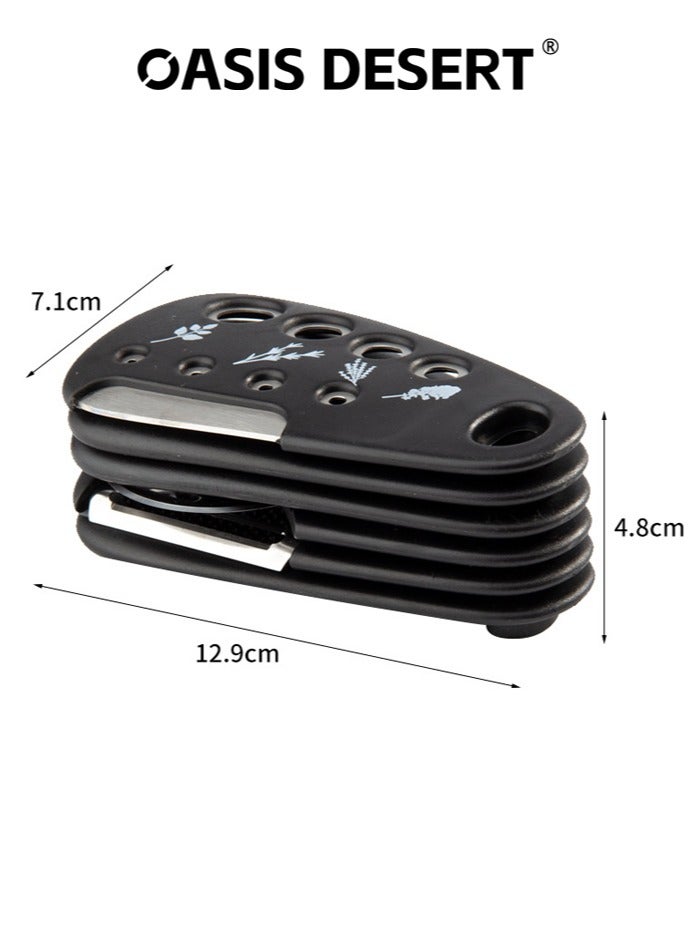 صحراء الواحة مجموعة أدوات المطبخ، 6 قطع، أدوات طهي موفرة للمساحة، ملحقات مطبخ - مقشرة فواكه/خضراوات، مبشرة جبن/شوكولاتة، فتاحة زجاجات، قطاعة بيتزا، ثوم/زنجبيل، تقطيع الخضراوات (أسود) - Image 5