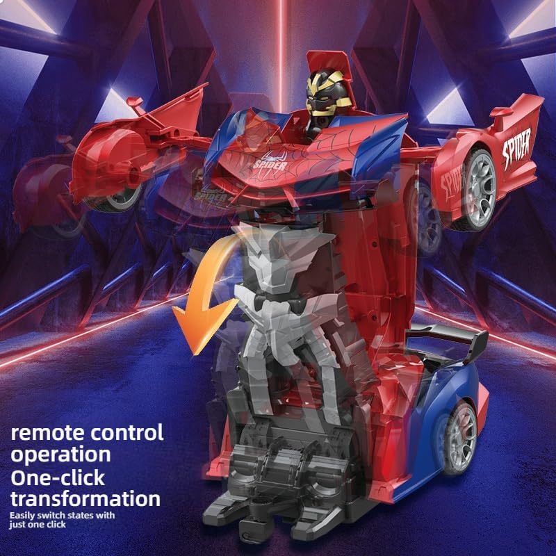 SHAHNARO Spider Transform RC Car with Eye & Underbody Lights, 2.4GHz Remote Control Car for Kids, One-Button Deformation Racing Car, Fast 360° Rotation RC Drift Car Toys, Robot Car Toy Birthday Gifts for Boys - Image 4