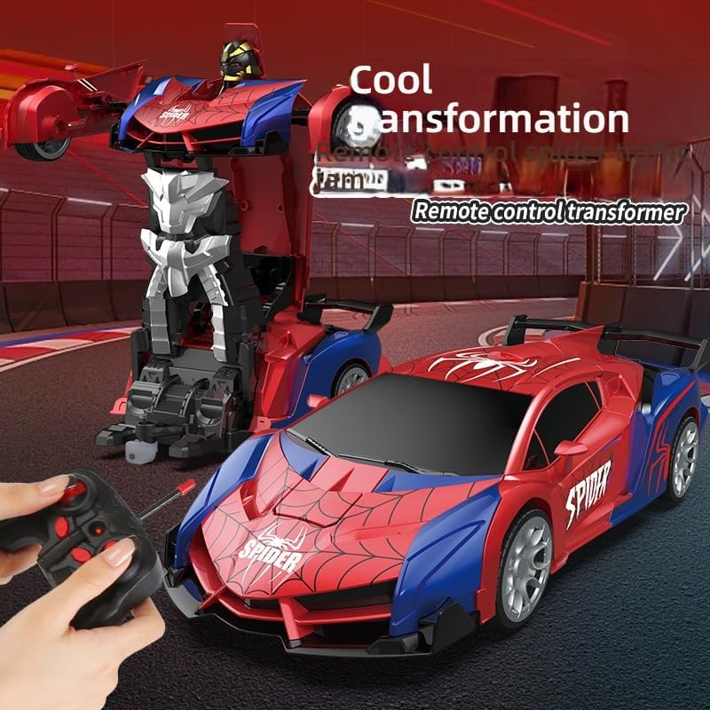 SHAHNARO Spider Transform RC Car with Eye & Underbody Lights, 2.4GHz Remote Control Car for Kids, One-Button Deformation Racing Car, Fast 360° Rotation RC Drift Car Toys, Robot Car Toy Birthday Gifts for Boys - Image 2