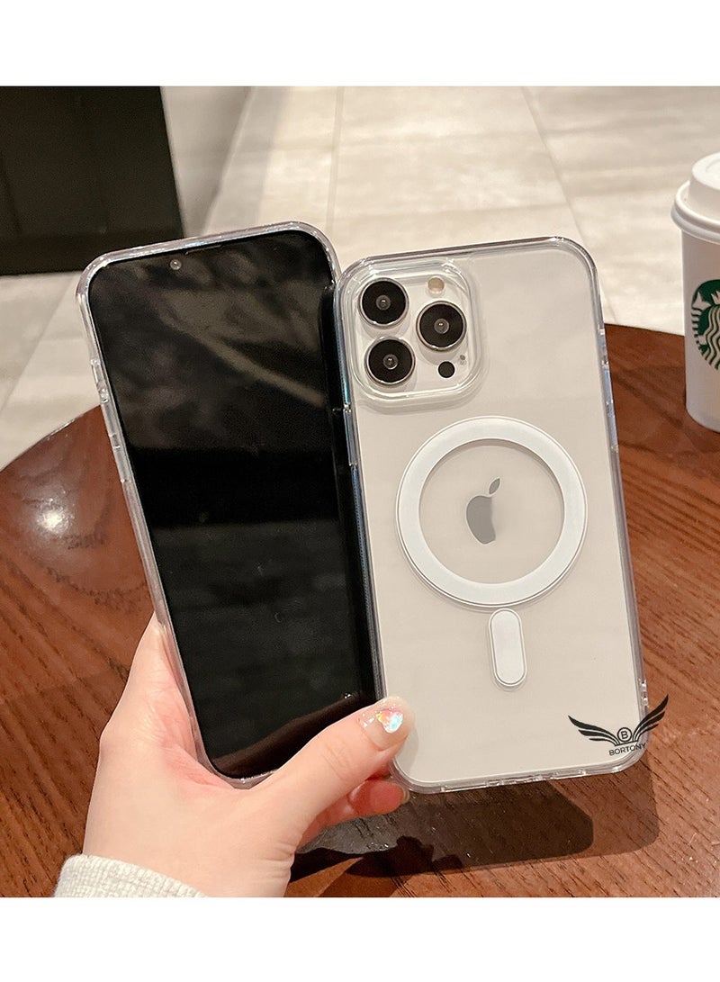 BORTONY Clear Magnetic Case for iPhone 14 Pro Max Compatible with Magsafe Card Wallet & Wireless Chager, Screen & Camera Protection Shockproof Magsafe Cover for Apple iPhone 14 Pro Max - Image 1