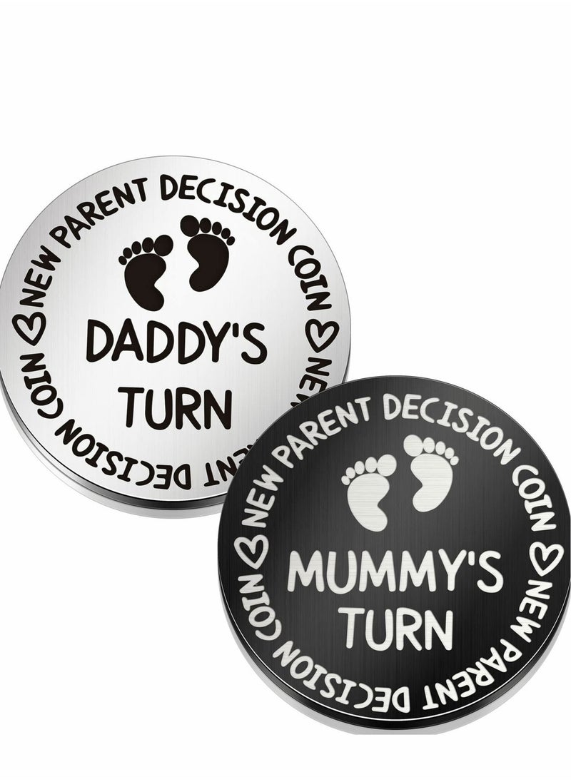 Excefore - Decision Coin, 2 Pieces Fun New Parents Decision Coin, Double Sided Decision Making Coin Baby Gifts for Mom Dad New Baby Pregnancy Gift - Image 1