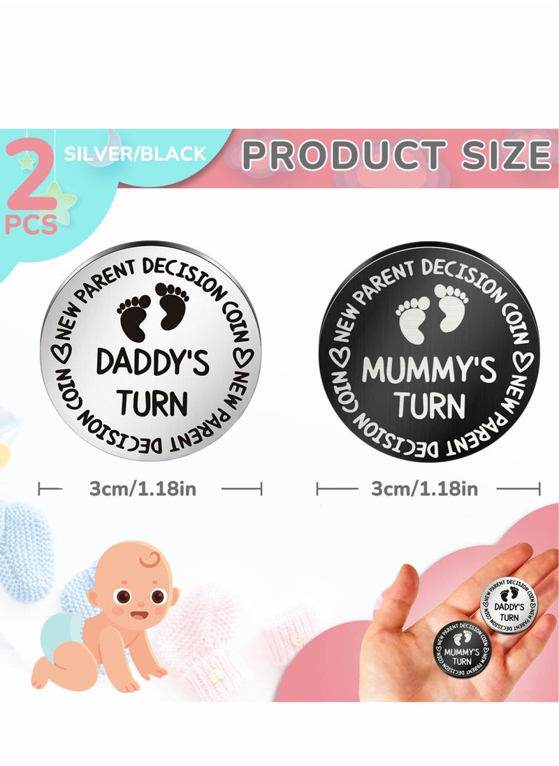 Excefore - Decision Coin, 2 Pieces Fun New Parents Decision Coin, Double Sided Decision Making Coin Baby Gifts for Mom Dad New Baby Pregnancy Gift - Image 1