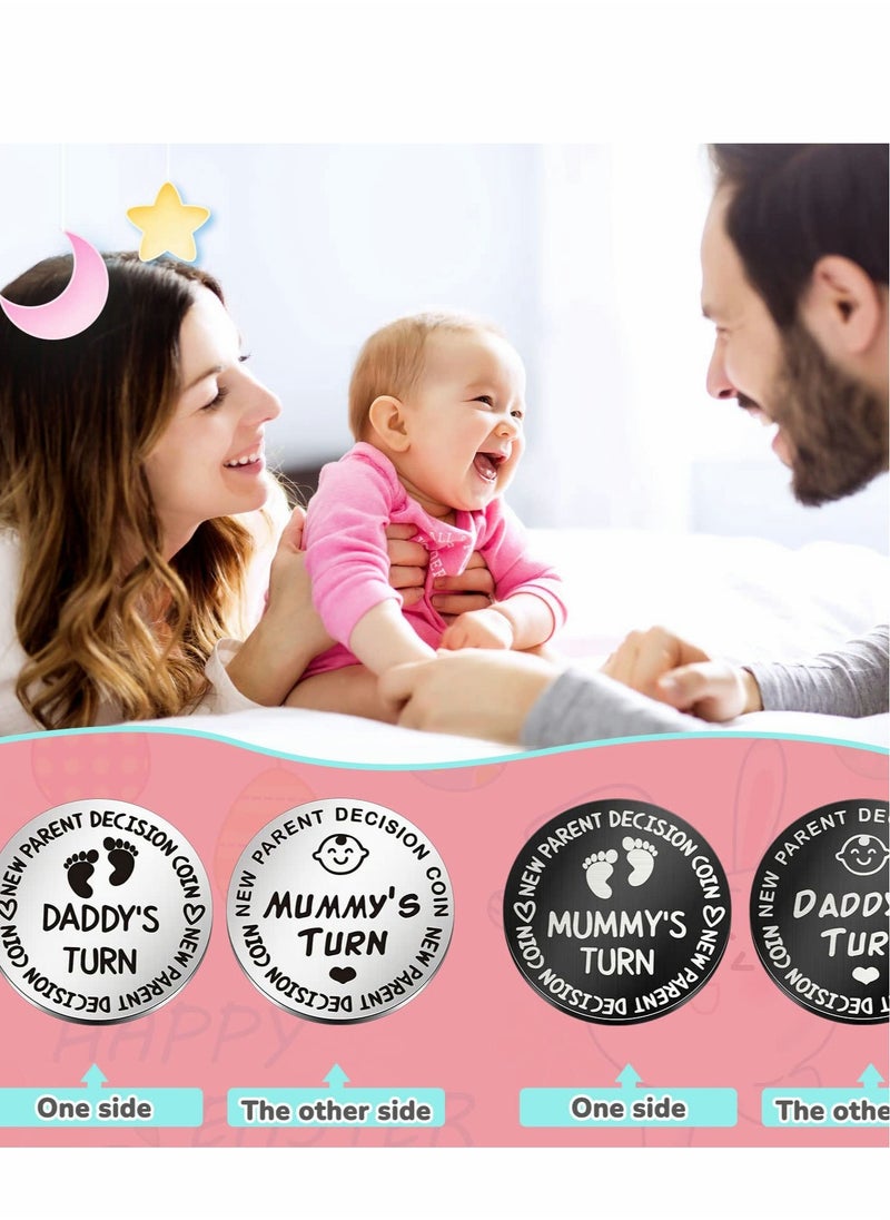Excefore - Decision Coin, 2 Pieces Fun New Parents Decision Coin, Double Sided Decision Making Coin Baby Gifts for Mom Dad New Baby Pregnancy Gift - Image 1