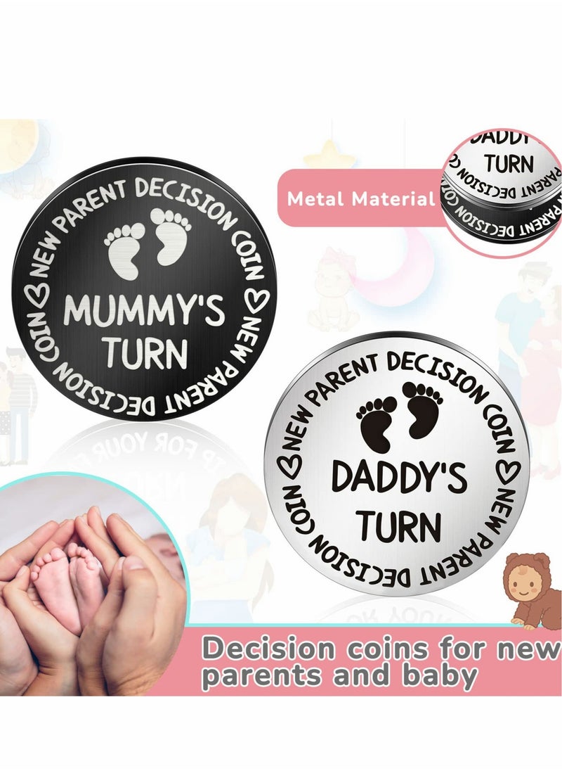 Excefore - Decision Coin, 2 Pieces Fun New Parents Decision Coin, Double Sided Decision Making Coin Baby Gifts for Mom Dad New Baby Pregnancy Gift - Image 1