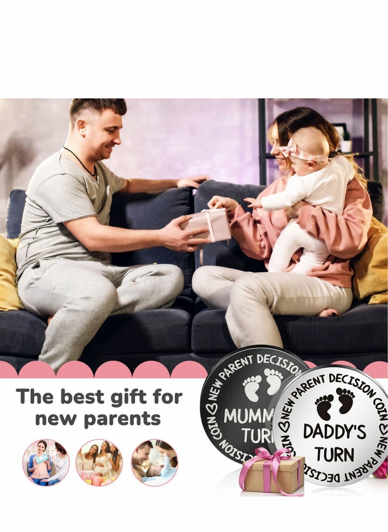 Excefore - Decision Coin, 2 Pieces Fun New Parents Decision Coin, Double Sided Decision Making Coin Baby Gifts for Mom Dad New Baby Pregnancy Gift - Image 1