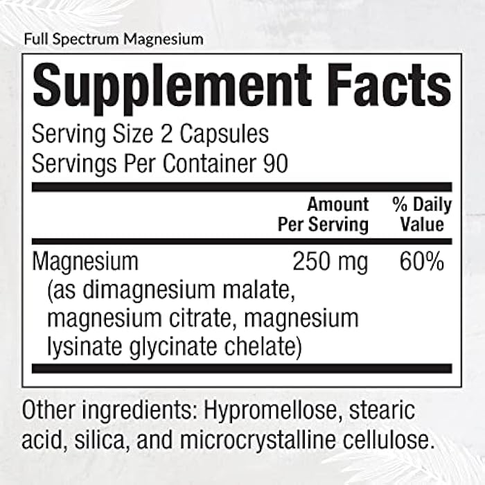 Equilife Full Spectrum Magnesium Supplement, Magnesium Glycinate, Citrate, & Malate, Bioavailable Mineral Blend, Dairy, Soy, & Gluten Free, Vegan, Non GMO, 180 Capsules - Image 2