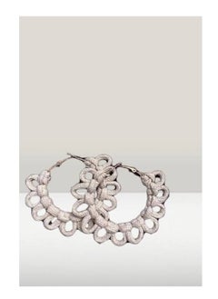 Boho macrame Handmade white earrings for women