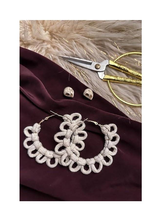 Generic - Boho macrame Handmade white earrings for women - Image 1
