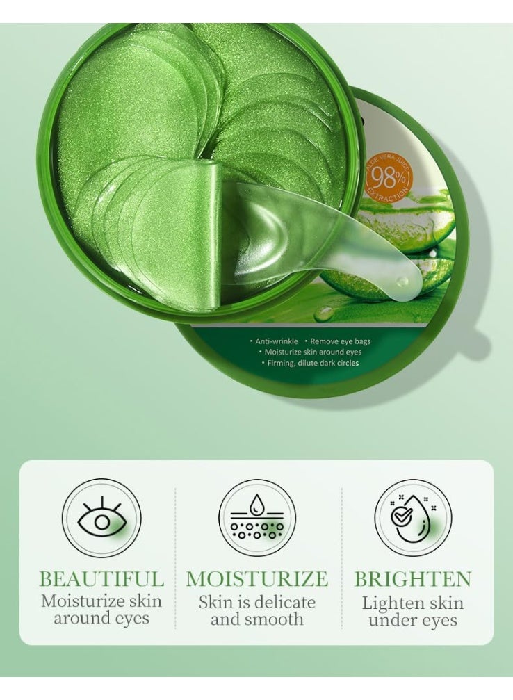 SADOER 60 PCS Aloe Vera Collagen Soothing Eye Mask Under Eye Patches for Dark Circles and Puffiness Reduces Eye Bags Wrinkles Improves Firms Eye Skin Dark Circles Treatment Collagen Eye Gel Pads Anti Wrinkle Eye Patches - Image 5