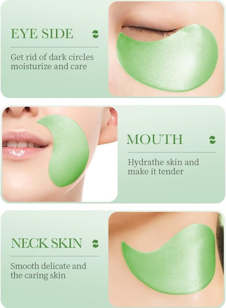 SADOER 60 PCS Aloe Vera Collagen Soothing Eye Mask Under Eye Patches for Dark Circles and Puffiness Reduces Eye Bags Wrinkles Improves Firms Eye Skin Dark Circles Treatment Collagen Eye Gel Pads Anti Wrinkle Eye Patches - Image 4