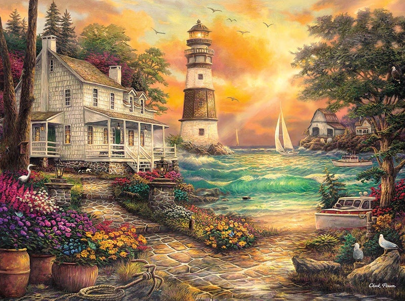 Buffalo Games - Chuck Pinson - Cottage By The Sea - 1000 Piece Jigsaw Puzzle - Image 1