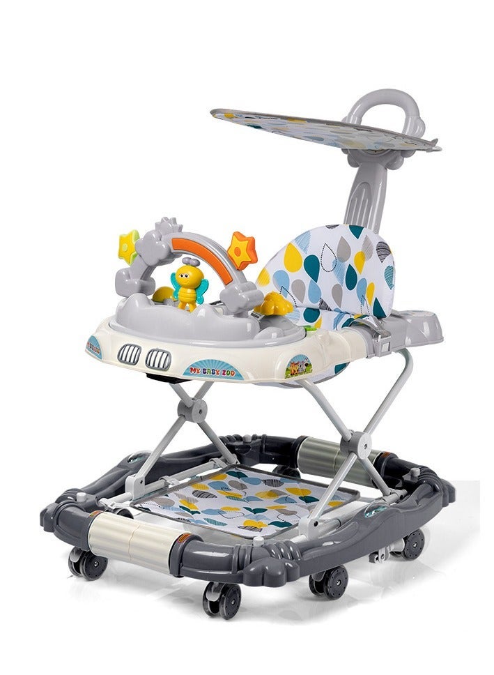 ميكسد مشايات الأطفال للأطفال 4 في 1 للأطفال والبنات مع مسند للقدمين قابل للإزالة صينية تغذية وظيفة هزاز وصينية الموسيقى مشاية نشاط قابلة للطي للأطفال 6-18 شهرا مساعدة الطفل على المشي - Image 1