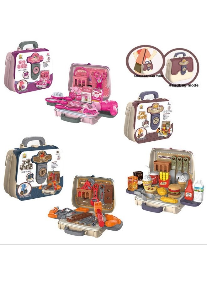 Internet Celebrity With 021-11 Children's Play Toys Boys And Girls Beauty Makeup Hamburg Tools Crossbody Bag Toy Set-Color:Blue  - Image 2