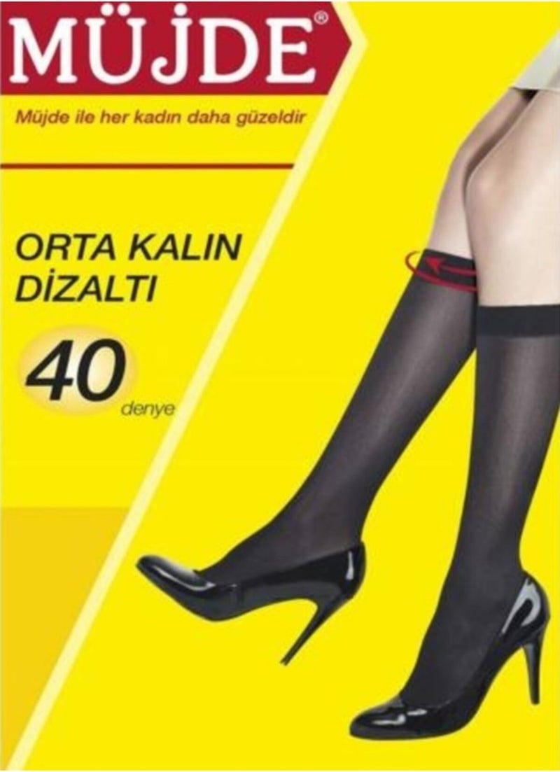 Müjde 24 Pack 40 Denier Comfortable Elastic Medium Thick Knee Socks All Colors  - Image 1