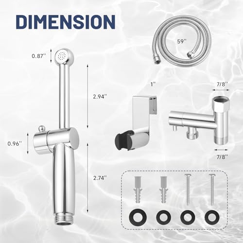 Green Spring Greenspring Chrome Handheld Bidet Sprayer for Toilet with Bidet Hose Brass Cloth Diaper Sprayer Bathroom Toilet Attachment for Feminine Wash Wall Mount or Toilet Mount - Image 3