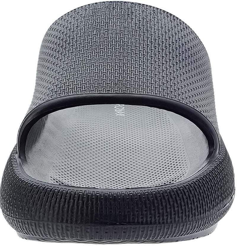 BRONAX House Slides for Women Mens Pillow Slippers House Sandals Shoes for Male Size 10 for Beach Bath Bathroom Comfy Cushion Thick Sole 42-43 Black - Image 4