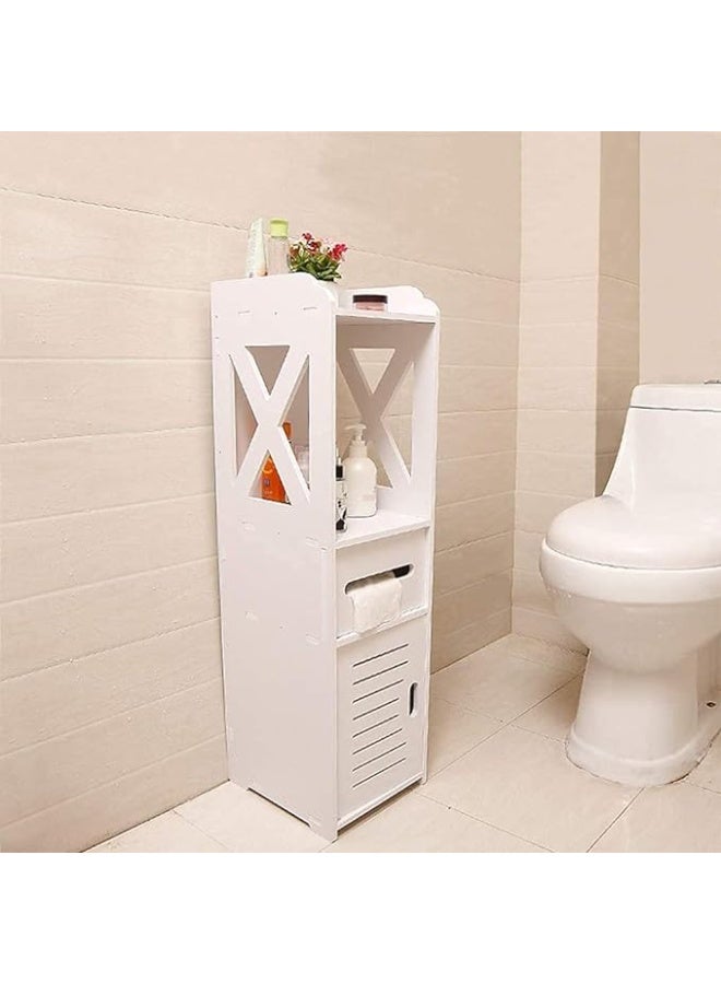 لينجوي خزانة حمام زاوية صغيرة بأبواب وأرفف | خزانة حمام رفيعة، منظم حوض ضيق، رف لتخزين المناشف والمناشف الورقية - Image 3