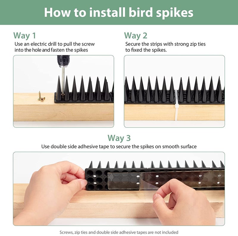 Bird Spikes, 15 Pack Bird Squirrel Raccoon Pigeon Cat Animal Deterrent Spikes for Outside Anti Bird Defender Spikes Outdoor to Keep Birds Away - Image 2