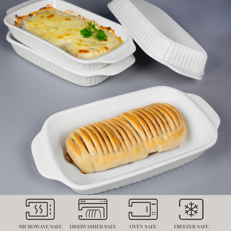dingdaer Small Au Gratin Baking Dish with Handles 7 x 4, Set of 4, 8.5 Oz Ceramic Casserole Dishes, for Oven Roasting, Au Gratin Pans Set for Individual portion, Lasagna, Pie, Gratin, Kitchen Home - Image 2